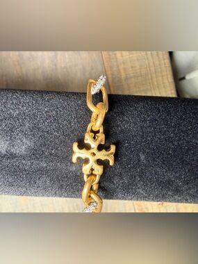 Tory Burch Roxanne Chain-Link Pavé Bracelet